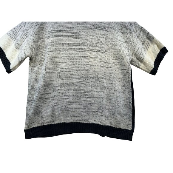 Ellen Tracy Womens Patchwork Zip Knit Cardigan Sweater XL Black & White Blend - Picture 11 of 12